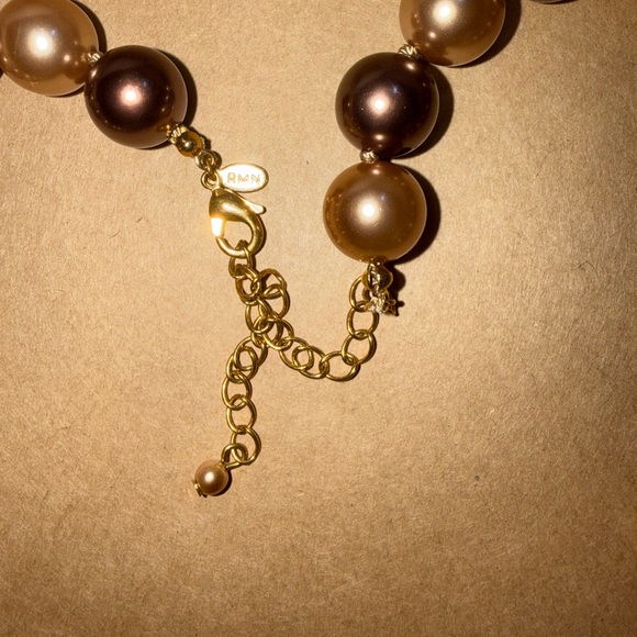 Roma Brown And Gold Faux Pearl Necklace - Picture 9 of 10